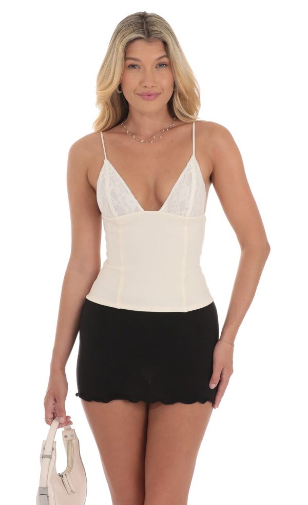 Lace Cup Top in Cream