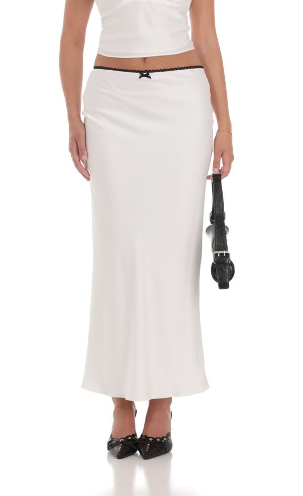 Satin Lace Two Piece Maxi Set in White - Image 5