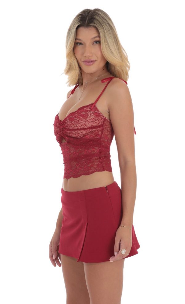Lace Cutout Top in Red - Image 3
