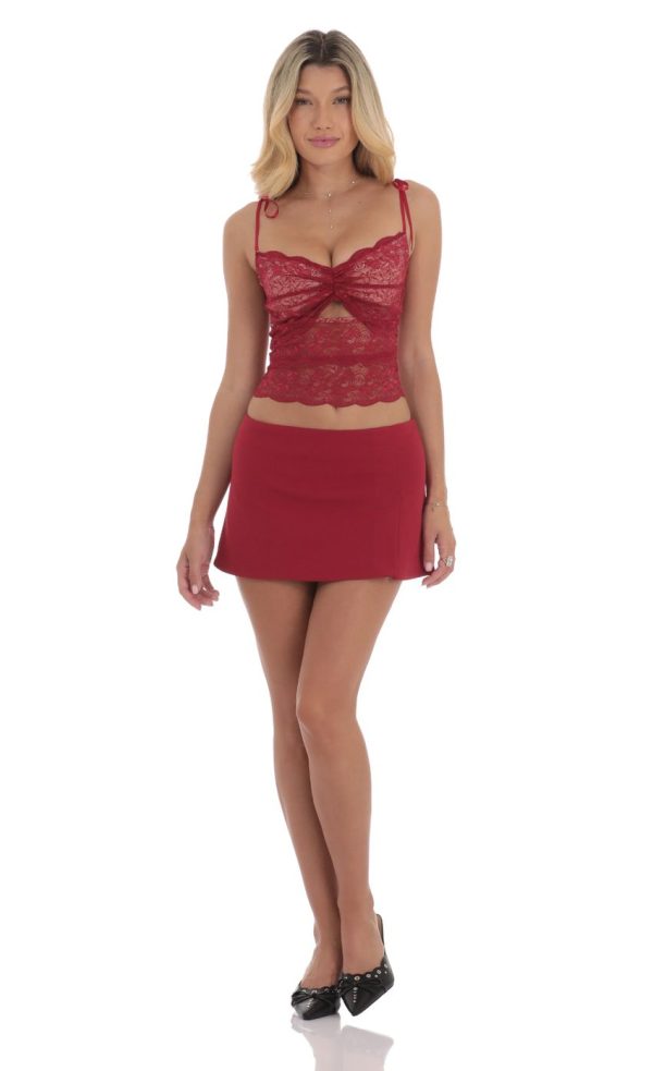 Lace Cutout Top in Red - Image 4