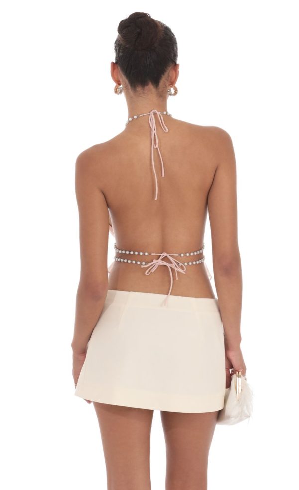 Pearl Shimmer Halter Top in Light Pink - Image 3