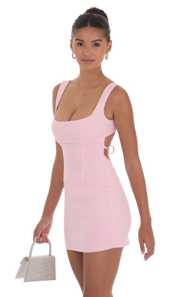 Open Back Bodycon Dress in Pink - Image 3
