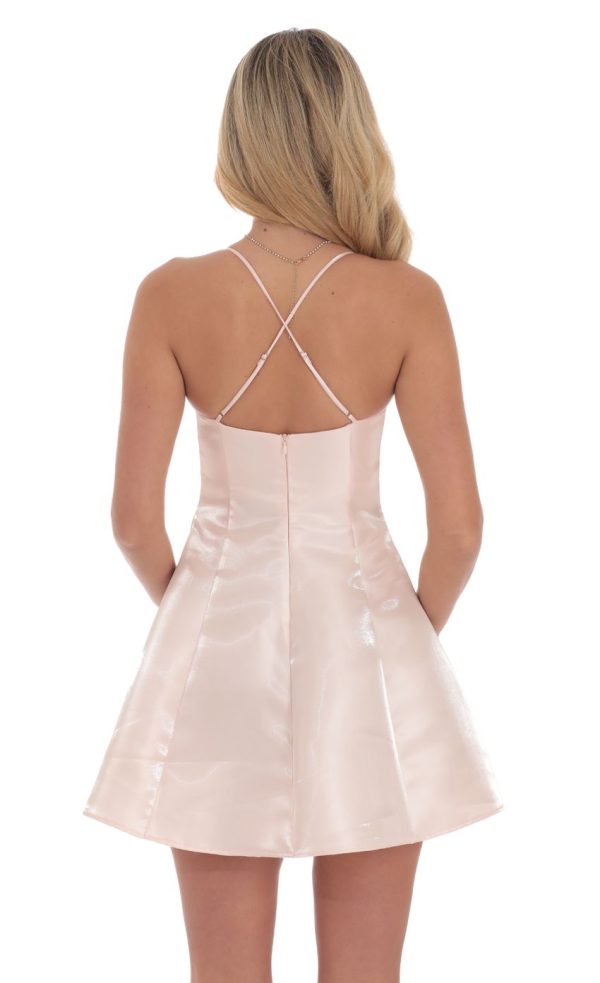 Sheen Fit and Flare Dress in Pink - Image 2