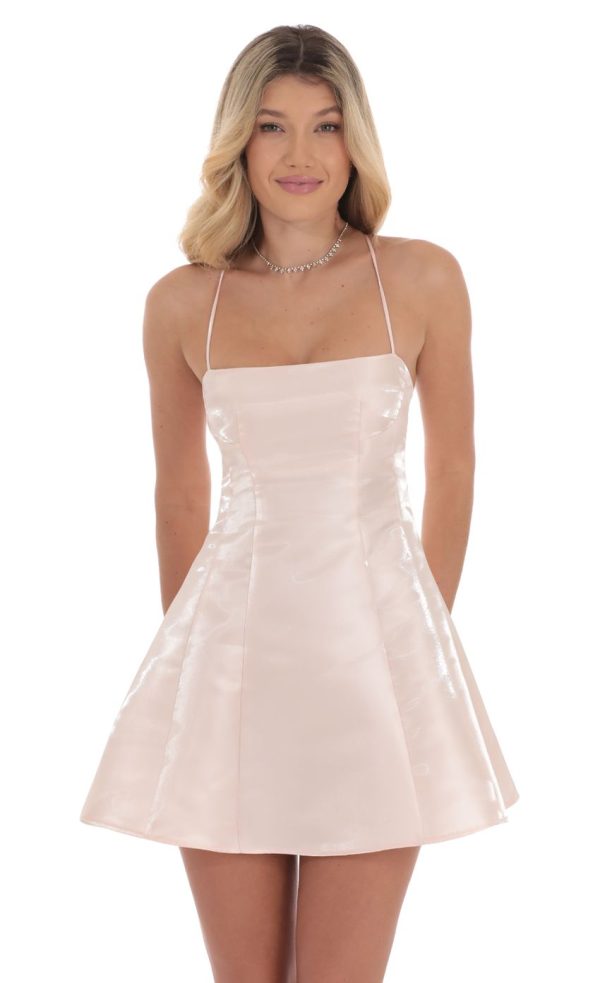 Sheen Fit and Flare Dress in Pink - Image 3
