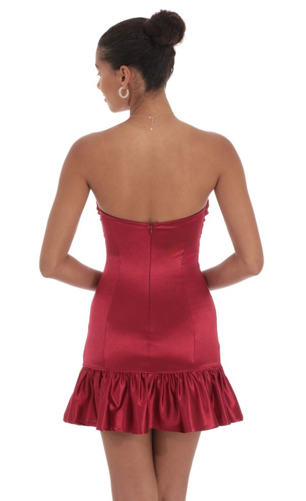 Cutout Satin Starpless Dress in Maroon - Image 2