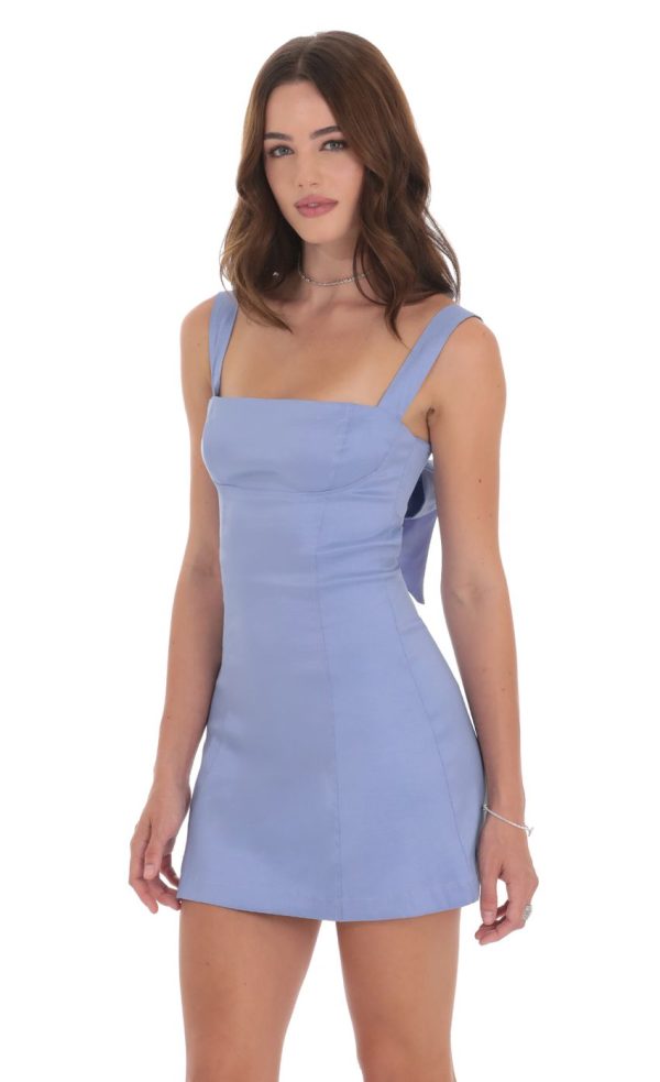 Back Bow Bodycon Dress in Powder Blue - Image 3