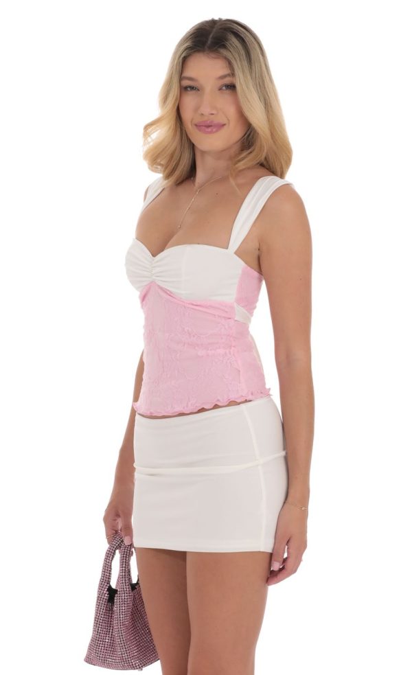 Two-Toned Lace Top in Pink - Image 3