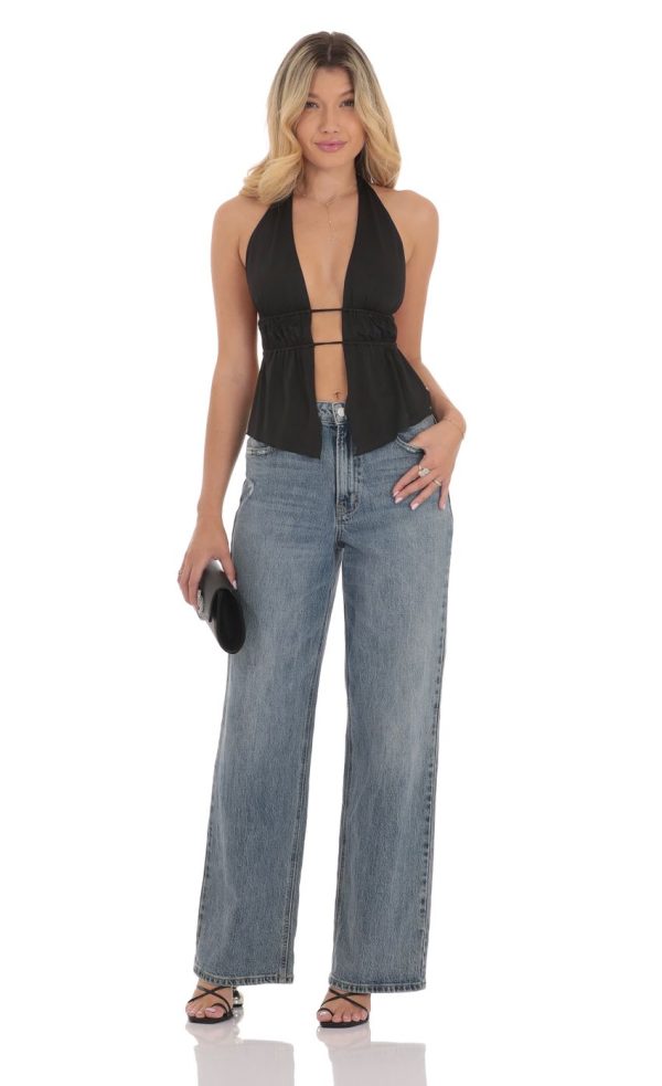 Halter Open Back Top in Black - Image 4