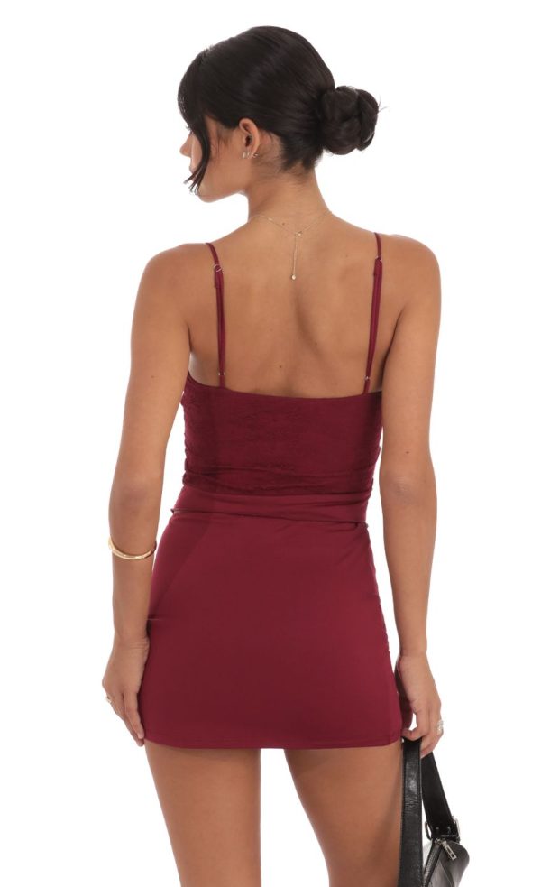 Lace Twist Two Piece Set in Burgundy - Image 2
