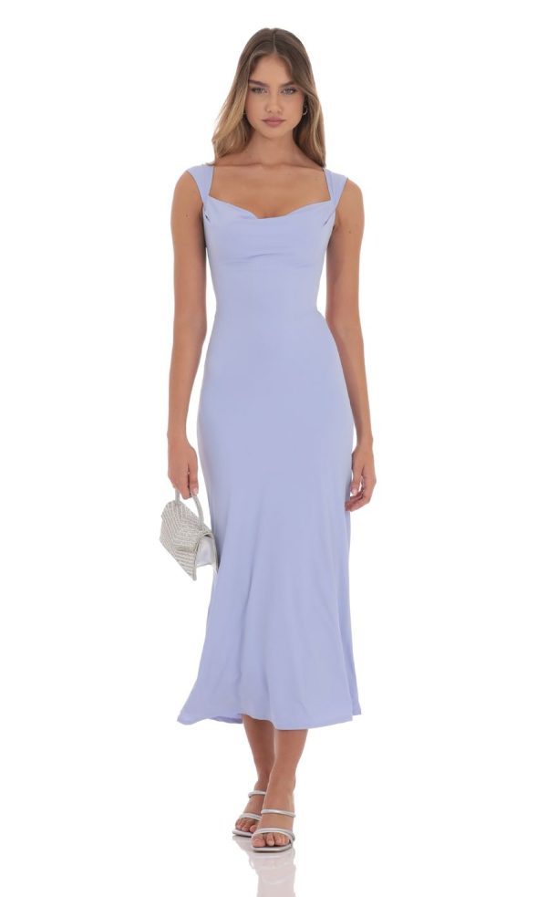 Strappy Cowl Neck Maxi Dress in Periwinkle