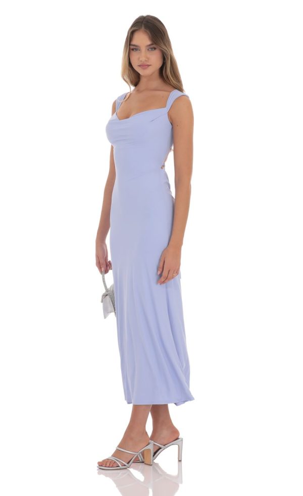 Strappy Cowl Neck Maxi Dress in Periwinkle - Image 3