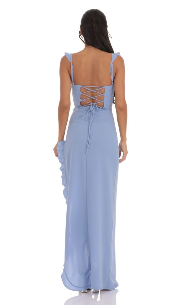Ruffle Maxi Dress in Powder Blue - Image 2