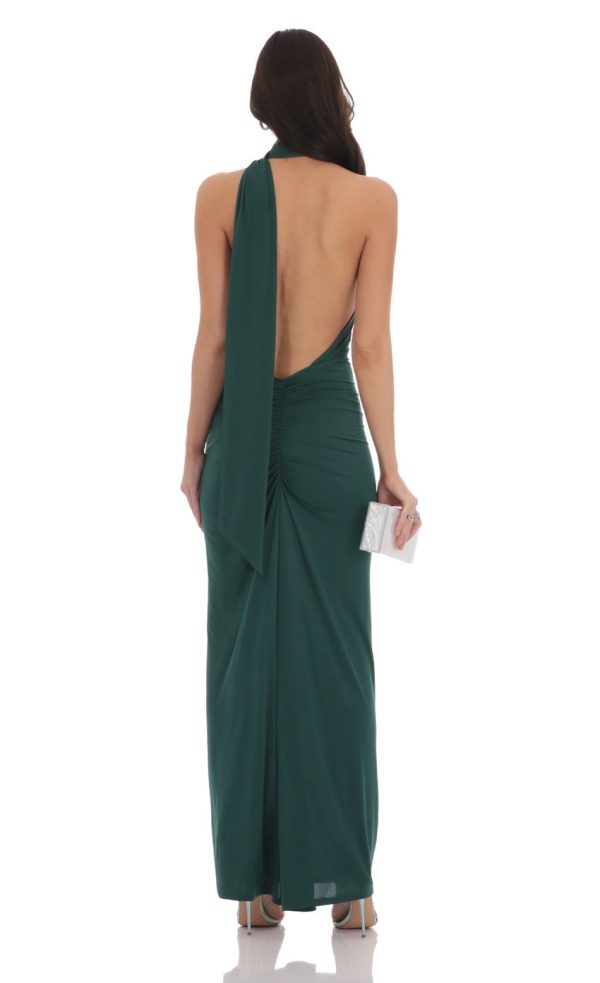 Wrap Scarf Strap Maxi Dress in Green - Image 2