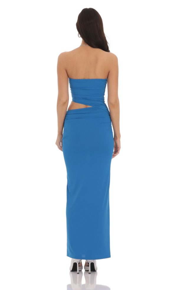 Strapless Cutout Maxi Dress in Blue - Image 2