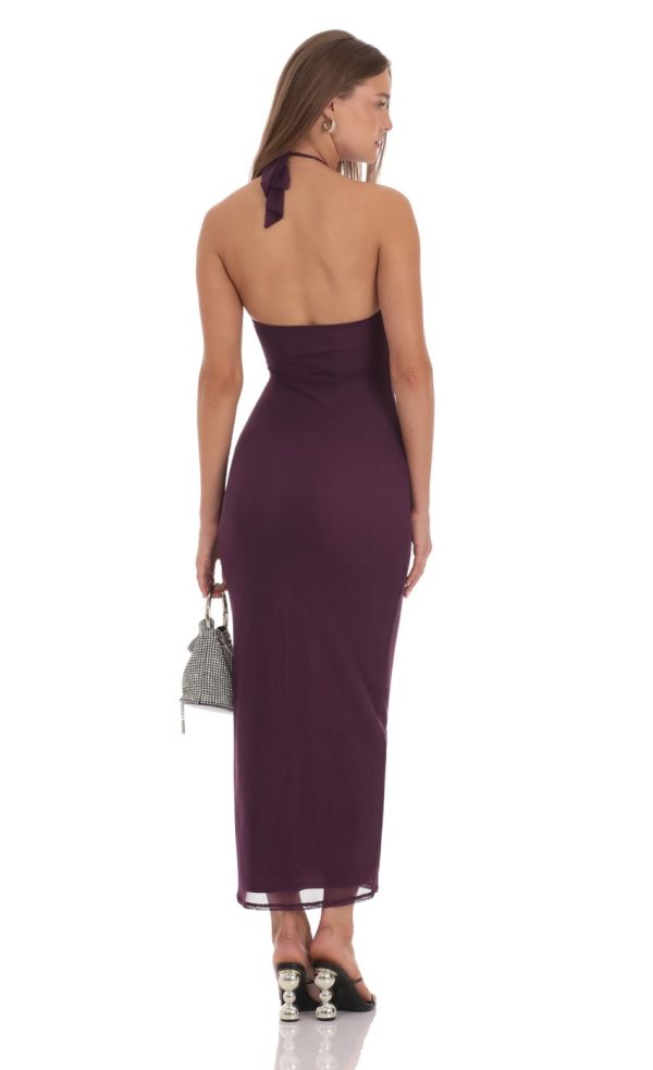 Halter Bodycon Maxi Dress in Purple - Image 2