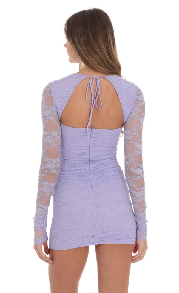 Lace Long Sleeve Bodycon in Lavender - Image 2