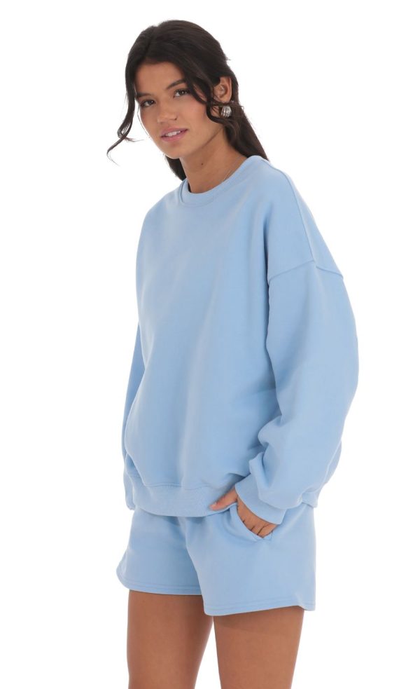 Fleece Sweat Shorts in Sky Blue