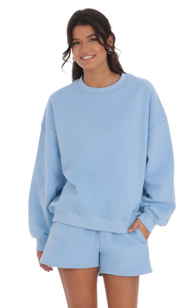 Fleece Sweat Shorts in Sky Blue - Image 2
