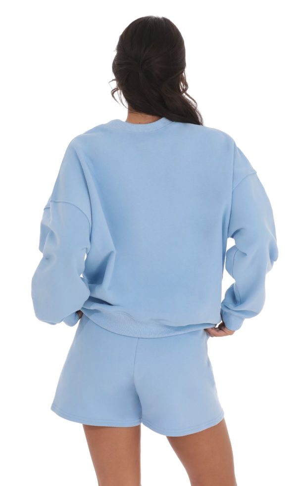 Fleece Sweat Shorts in Sky Blue - Image 3