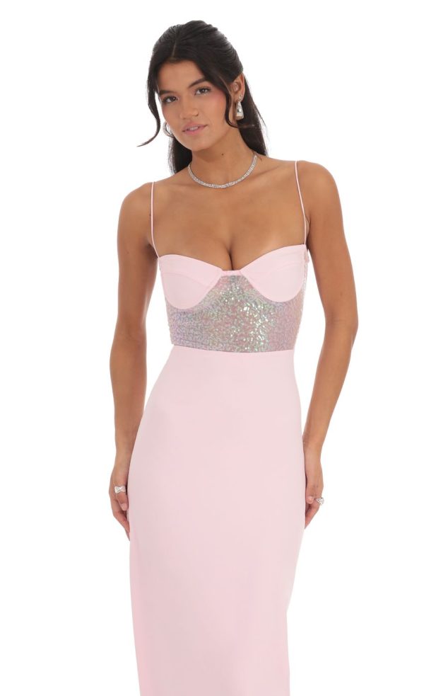 Sequin Cutout Maxi Dress in Pink - Image 4