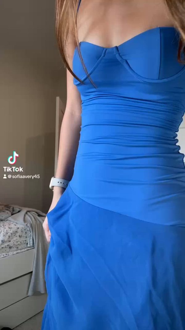 Long Ruffle Maxi Dress in Blue - Image 5