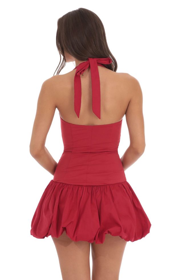Halter Bubble Dress in Red - Image 2