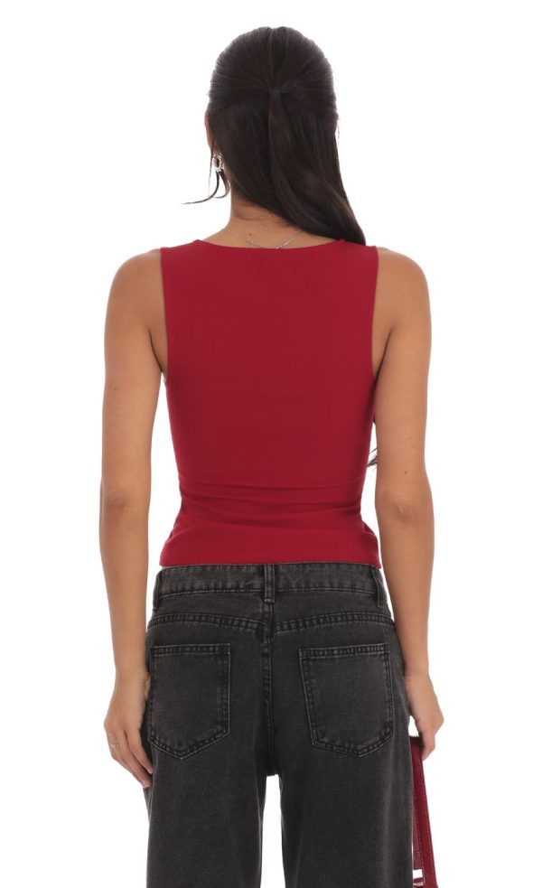 Double Bow Top in Red - Image 2