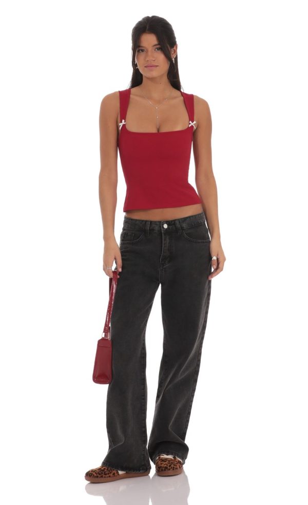 Double Bow Top in Red - Image 4