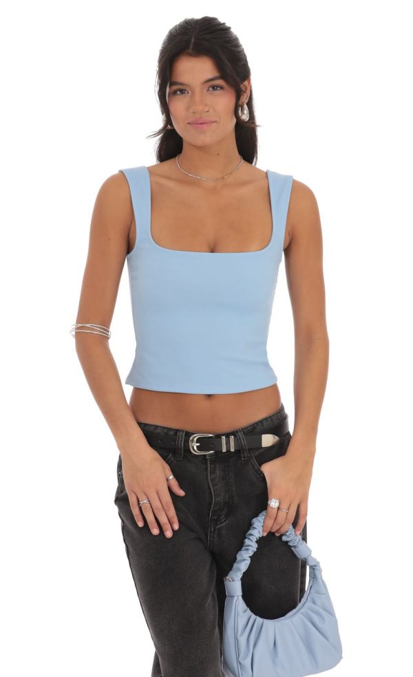 Scoop Tank Top in Sky Blue