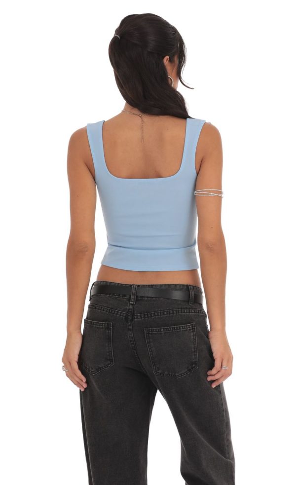 Scoop Tank Top in Sky Blue - Image 2