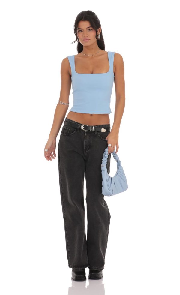 Scoop Tank Top in Sky Blue - Image 4