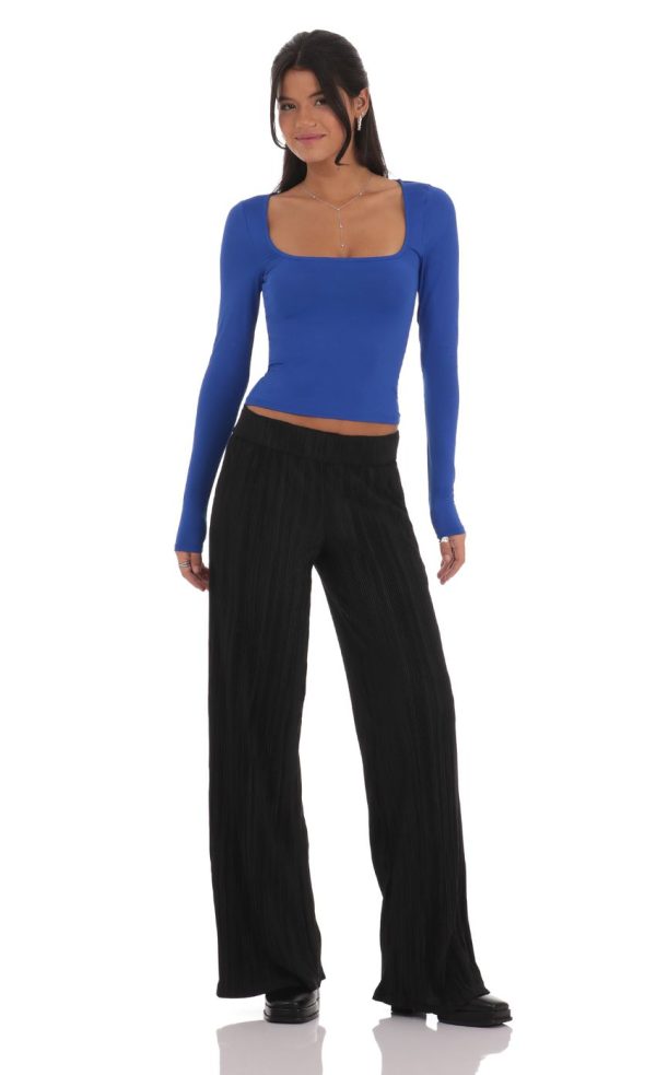Scoop Neck Long Sleeve Top in Royal Blue - Image 4