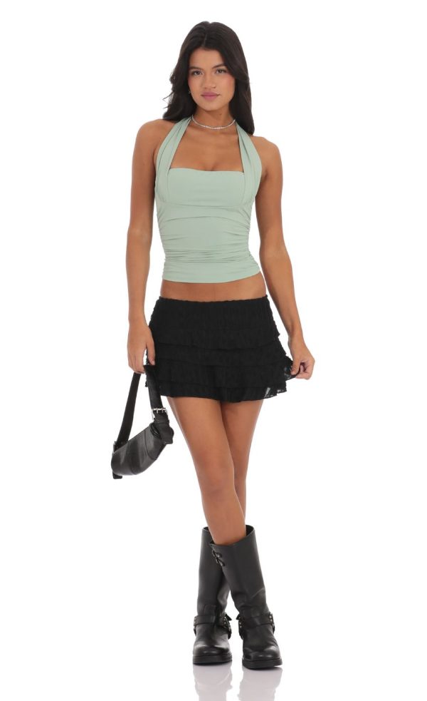 Halter Ruched Top in Sage