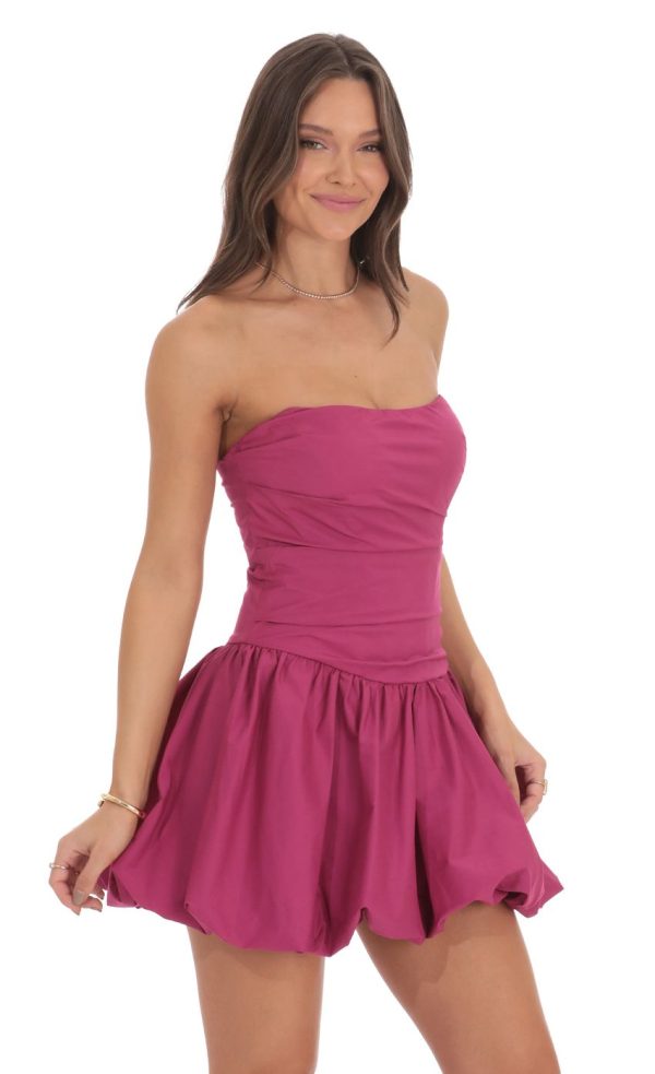 Pointed Corset Bubble Dress in Magenta