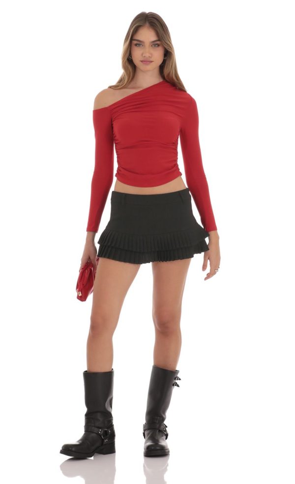 Pleated Ruffle Skort in Black - Image 4