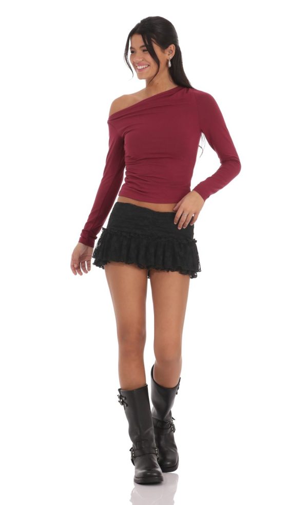 Lace Ruffle Skort in Black - Image 4