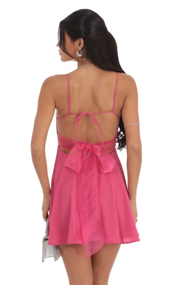 Open Back A-line Dress in Magenta
