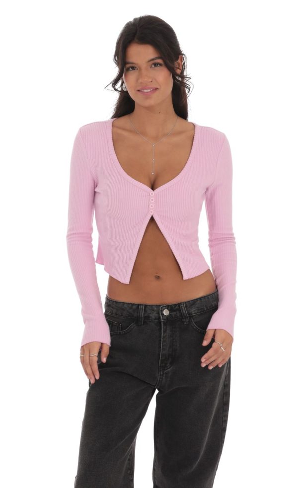 Ribbed Fly Away Top in Pink