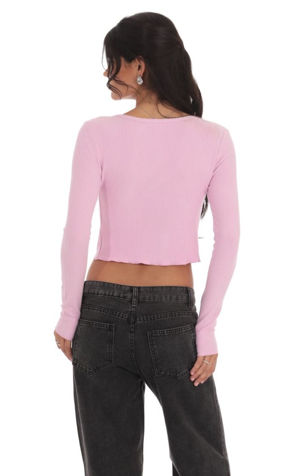 Ribbed Fly Away Top in Pink - Image 2