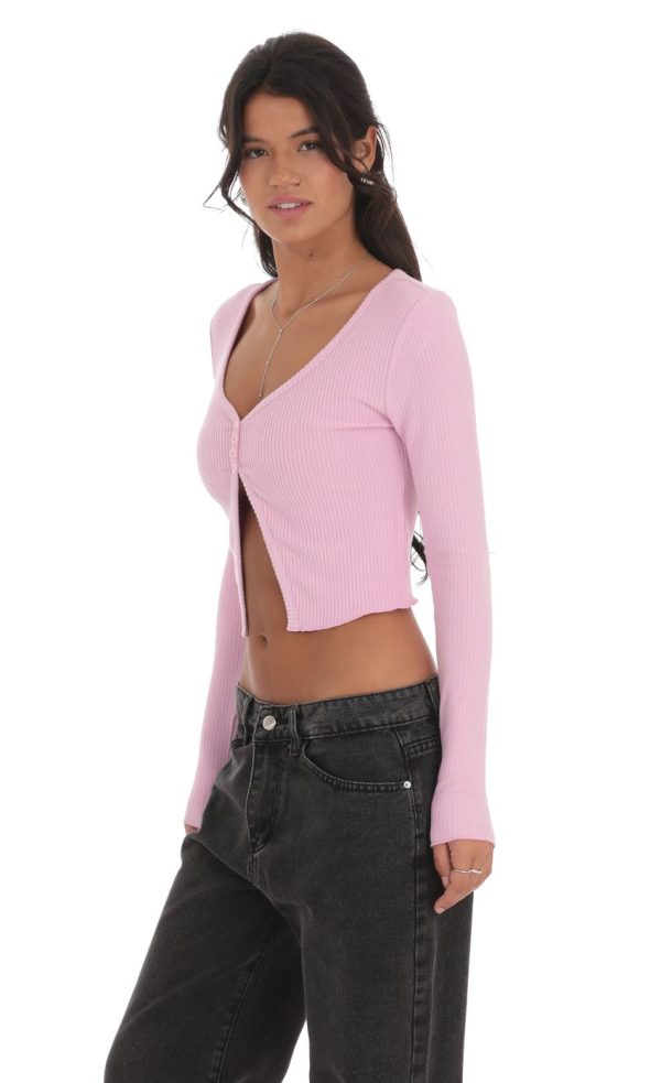 Ribbed Fly Away Top in Pink - Image 3