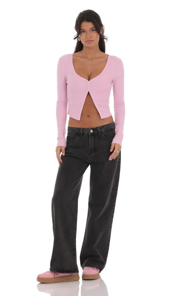 Ribbed Fly Away Top in Pink - Image 4