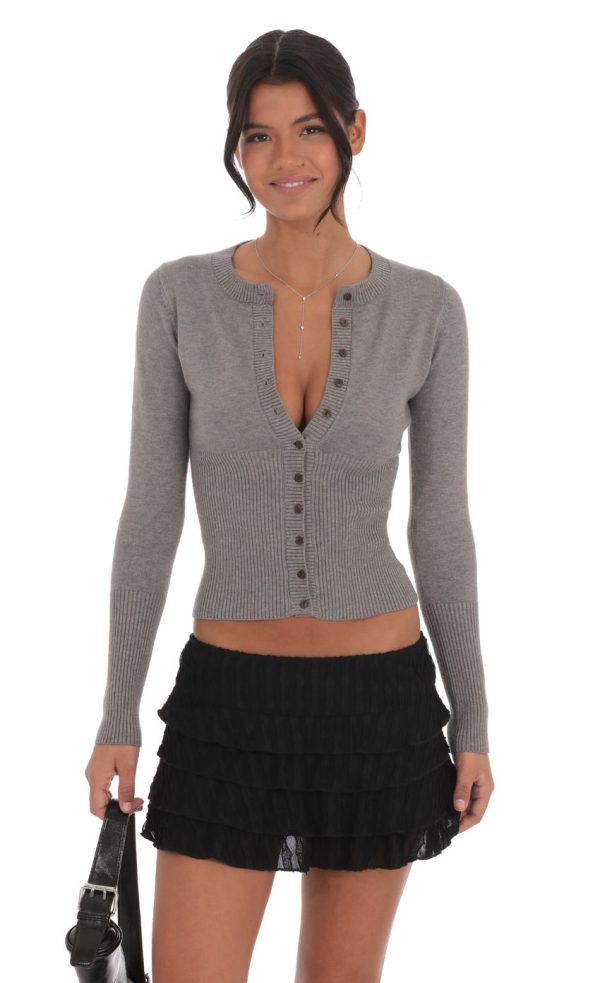 Cinch Waist Cardigan in Grey
