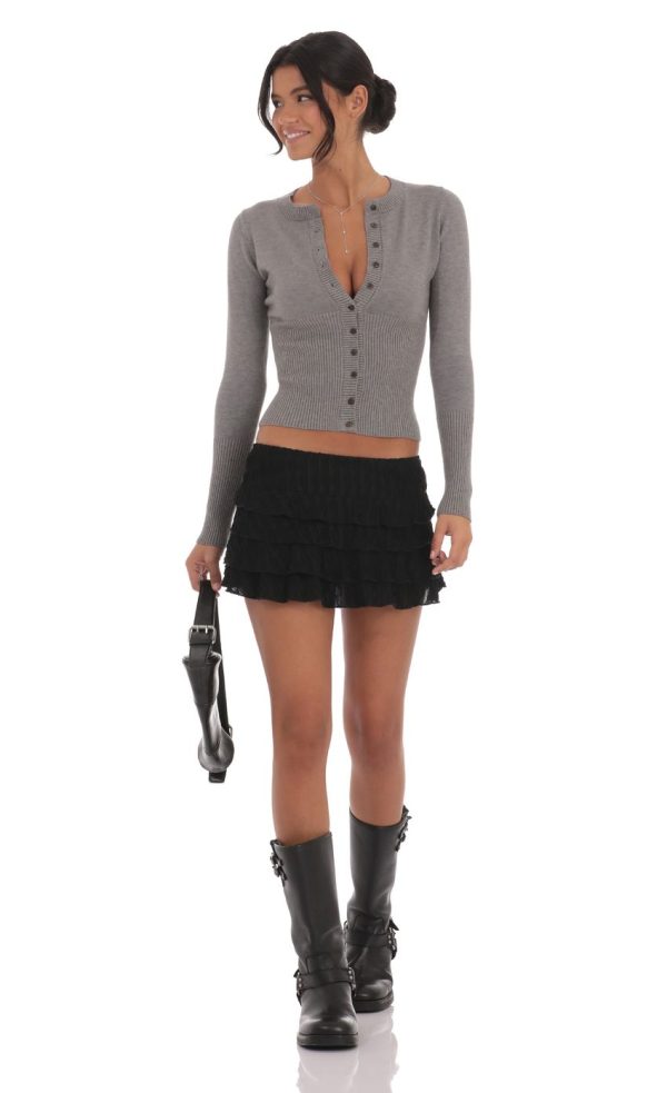 Cinch Waist Cardigan in Grey - Image 4