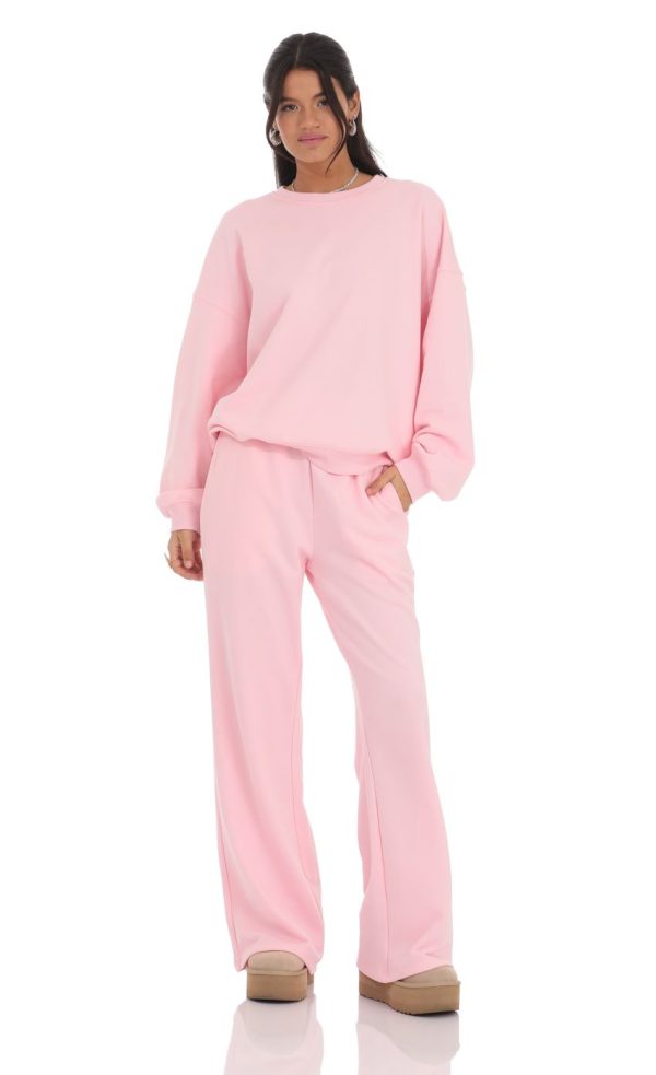 Back Pocket Straight Sweatpants in Pink