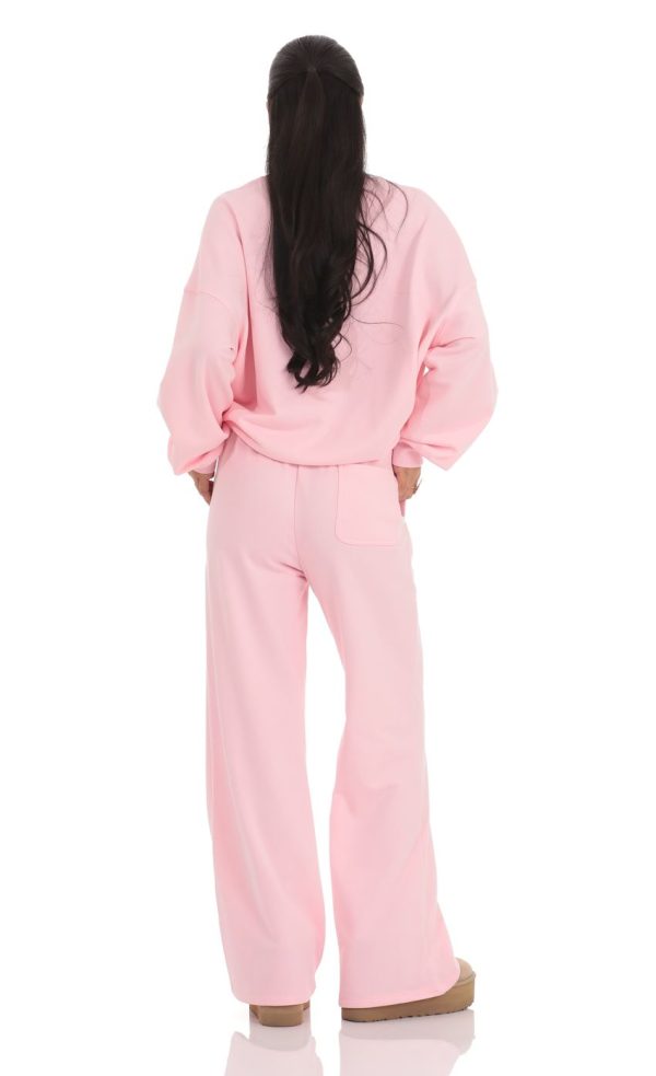 Back Pocket Straight Sweatpants in Pink - Image 2