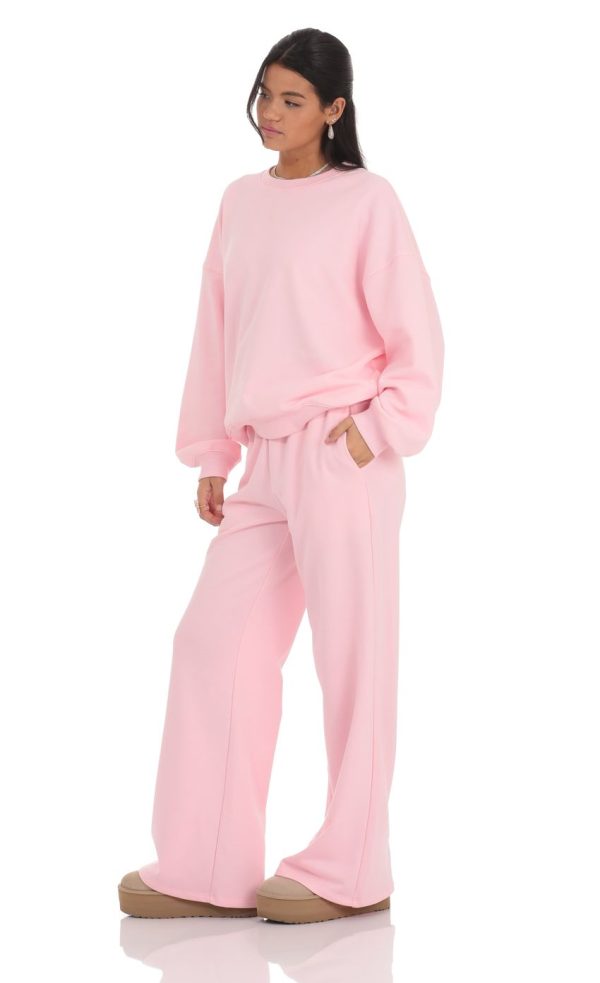 Back Pocket Straight Sweatpants in Pink - Image 3