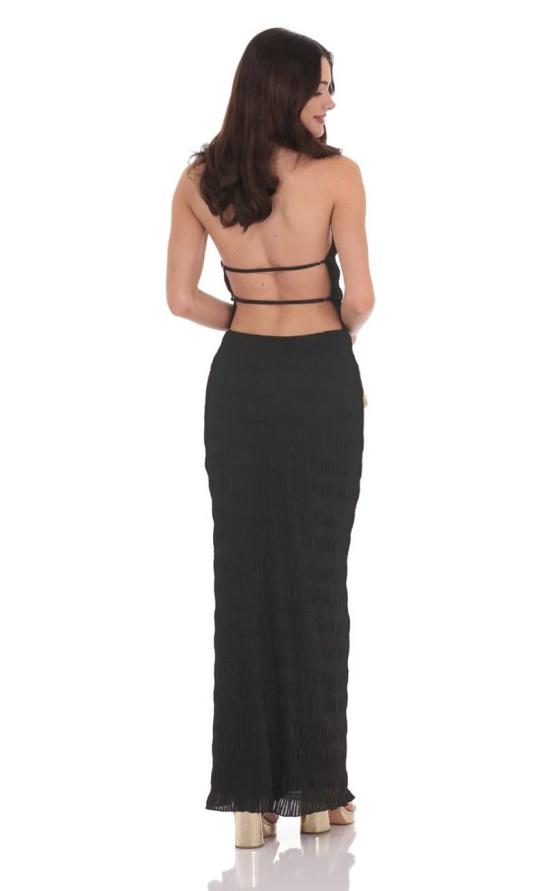 Smocked Maxi Dress in Black - Image 2