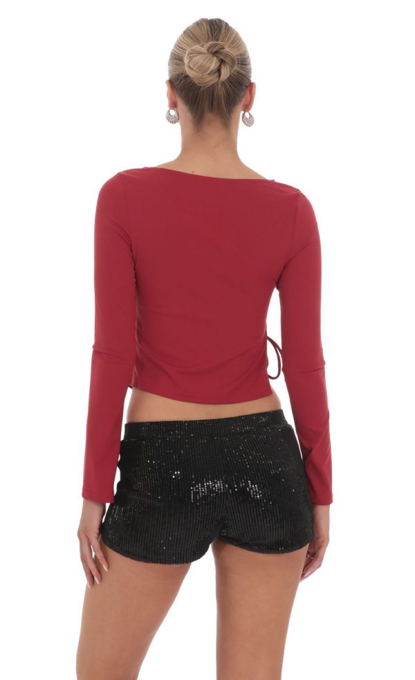 Velvet Sequin Shorts in Black - Image 2