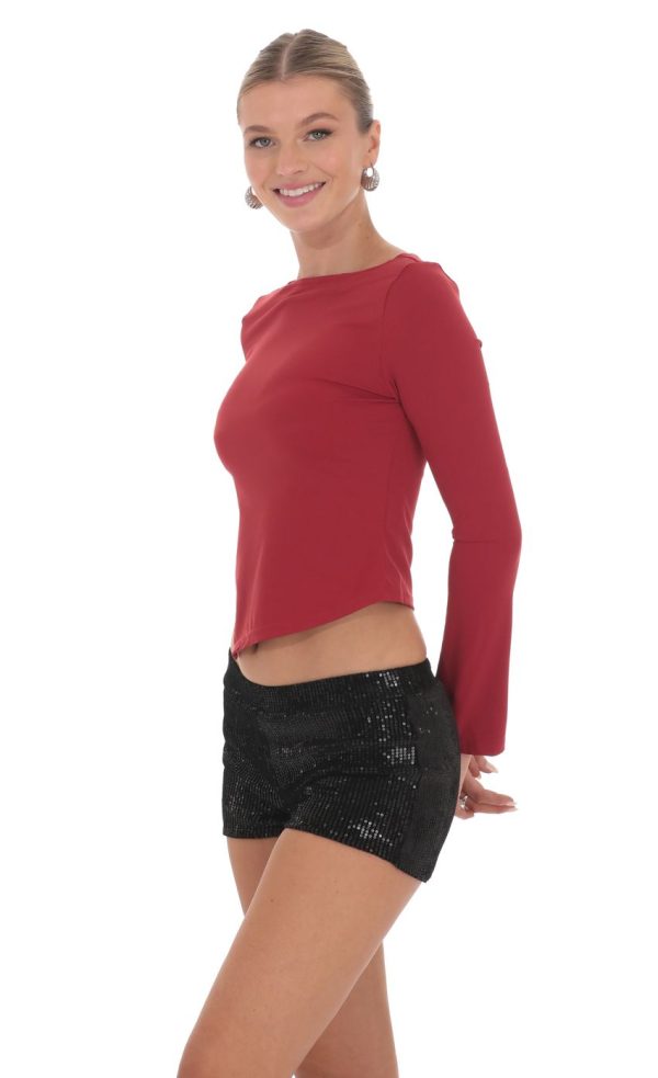 Velvet Sequin Shorts in Black - Image 3