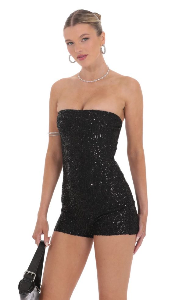 Strapless Sequin Bodycon Romper - Image 3